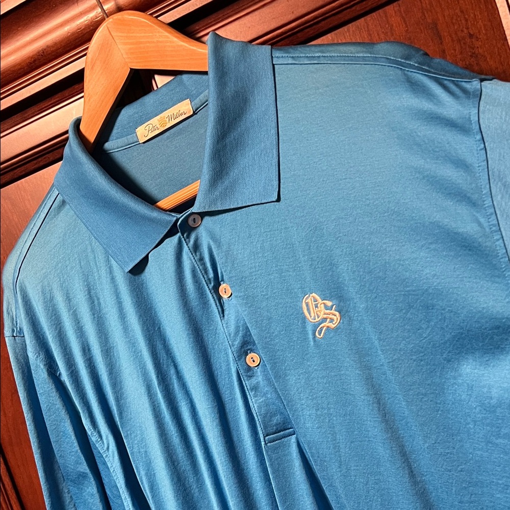 Peter Millar Teal Blue Double Mercerized Cotton Relaxed Fit Golf Sportswear Polo